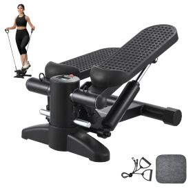 Stair Stepper, Mini Stepper for Exercise at Home, Hydraulic Fitness Stepper with Resistance Bands, Full Body Workout Cardio Equipment