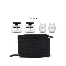 1 Set Of Plastic Shoe Buckles, Comfortable And Fast, Suitable For Children With Lockable Sports Shoes, Sports Shoelaces, Braided Elastic Shoelace (Option: Black)