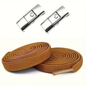 Stretch No Tie Shoelaces  Magnetic No Tie Shoelaces Magnetic Shoe Strings,Shoelaces Magnetic Lock Flat Elastic No Tie For Easy Fastening (Option: Brown)